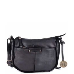 KOMPANERO Athena Black Leather Solid Sling Handbag-image-24