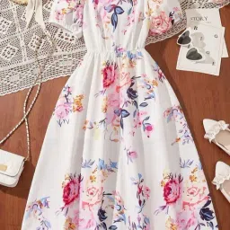 Bolly Lounge Girls White Floral Dress-image-68
