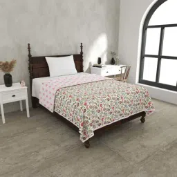 JaipurFabric Multicolor Pure Cotton 180 TC Blossomy Reversible Single Bed Dohar-image-7