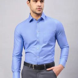 Louis Stitch Blue Cotton Regular Fit Shirt-image-7