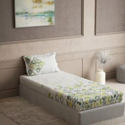 DDecor Radiance Green Cotton Geometric 144 TC Single Bedsheet with Pillow Cover-picture-34
