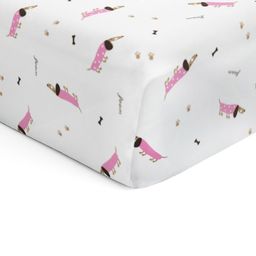 The White Cradle Pink & White Cartoon Characters 120 TC Crib Sheets-5