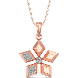 Joyalukkas 18k Rose Gold & Diamond Floral Pendant with Chain for Women-image-34