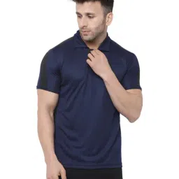 Chkokko Navy Regular Fit Polo T-Shirt-image-32