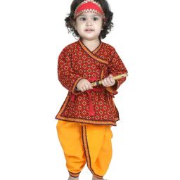 BownBee Kids Red Cotton Printed Kurta & Dhoti-image-50