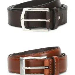 Peter England Brown & Tan Formal Belt for Men - Pack of 2-image-70