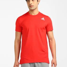 Adidas Red Regular Fit Logo Printed T-Shirts-image-53