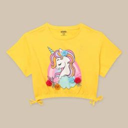 Kidsville Printed Yellow T-Shirt For Girls-image-88