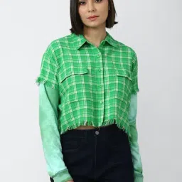 Forever 21 Green Cotton Checks Shirt-picture-39