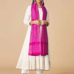 Fabindia Magenta Plain Stole-picture-45