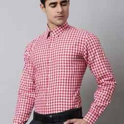 Jainish Red Regular Fit Checks Shirts-image-13