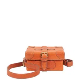 Hidesign Orange Textured Medium Sling Handbag-18