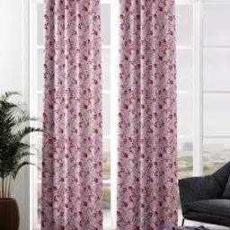 Bianca VILLA C`ESTA Pink Faux Silk 7 Ft. Door Curtain - Set of 2-7