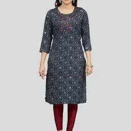 Saree Swarg Navy Printed Straight Kurta-image-11