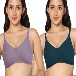 IN CARE Blue & Purple Non-Wired Full Coverage Push-Up Bra - Pack of 2-picture-7