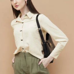 Code By Lifestyle Beige Regular Fit Shirt-image-56