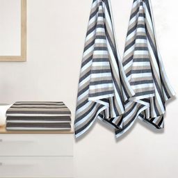 Myntra Elegant Homes Beige & White 5 Striped Cotton 150 GSM Bath Towel-image-27