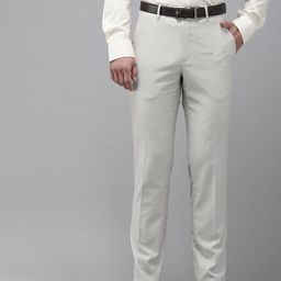 Van Heusen Men Self Design Textured Slim Fit Formal Trousers-image-8