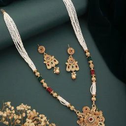 Aatmana Stone Studded Beaded Handcrafted Red Necklace & Earring Set-21