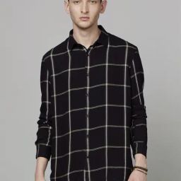 Celio* Black Regular Fit Checks Shirts-image-11