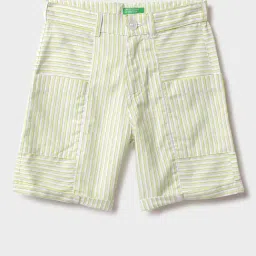 United Colors of Benetton Boys Green Cotton Striped Shorts-picture-45
