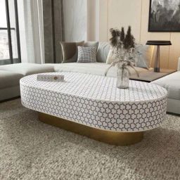 Casagold Jordan Inlay Grey Oval Shape Coffee Table - Targua-image-8
