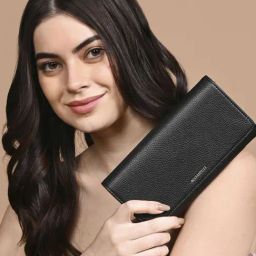 Accessorize London Black Faux Leather Solid Wallet-26