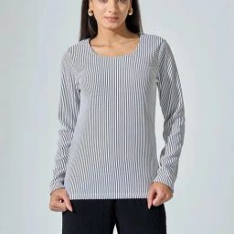 SALT Attire White Nixie Scoop Neck Striped Top-picture-17