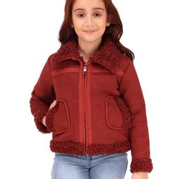 Cutecumber Girls Rust Embellished Jacket-image-13