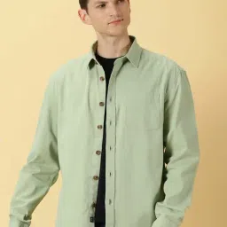 Thomas Scott Light Green Regular Fit Cotton Shacket-image-14