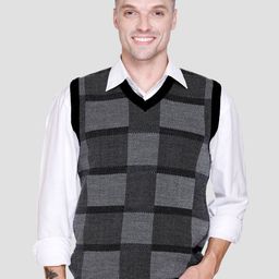 aarbee Men Checked Woollen Sweater Vest-picture-2