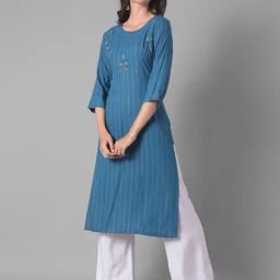 Dollar Missy Blue Embroidered Straight Kurta-image-21