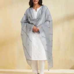 Fabindia Grey Regular Fit Embroidered Dupatta-picture-31