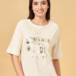 Ajile by Pantaloons Off-White Cotton Printed Sports T-Shirt-picture-21