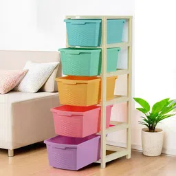 Kuber Industries Purple & Pink 5-Layer Multipurpose Drawer Organisers image 1