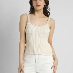 American Eagle Beige Cotton Solid Top-picture-38