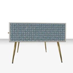 Casagold Zoey Inlay Teal Blue Geometric Flower Coffee Table-image-30