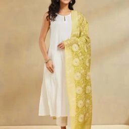 Fabindia Lime Regular Fit Embroidered Dupatta-picture-21