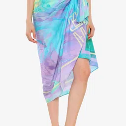 RAREISM Abstract Printed Cotton Swimwear Coverup Sarong-image-33