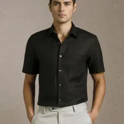 Louis Philippe Black Linen Regular Fit Shirt-picture-39
