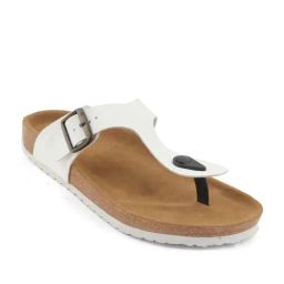 Mozafia Men's White T-Strap Sandals-44