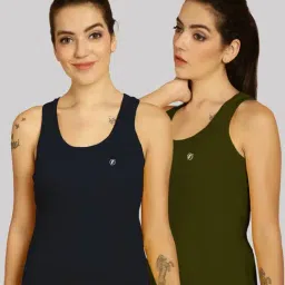 Friskers Navy & Green Cotton Sports Tank Top - Pack Of 2-picture-43