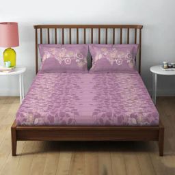 Spaces Cotton Floral Violet 132 TC Double Bedsheets-31