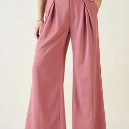 aayu Women Relaxed Flared High-Rise Trousers-image-45