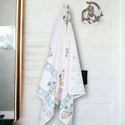 Texstylers Blue & White 1 Printed Cotton 300 GSM Bath Towel-picture-38