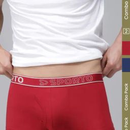 Sporto Blue Cotton Regular fit Solid Trunk (Pack of 2)-picture-3