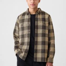 GAP Black Cotton Regular Fit Checks Shirt-picture-41