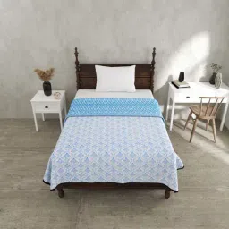 JaipurFabric Blue Mulmul Cotton 180 TC Ethnic Royal Reversible Single Bed Dohar-image-51