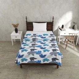 JaipurFabric Blue Mulmul Cotton 180 TC Maple Leaf Reversible Single Bed Dohar-image-6
