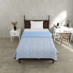 JaipurFabric Blue Mulmul Cotton 180 TC Geometricity Reversible Single Bed Dohar-image-6